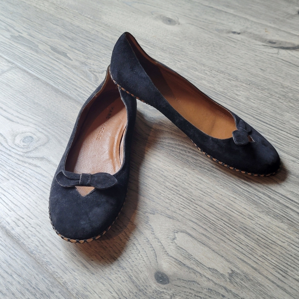 Marc Jacobs Black Suede Bow Ballet Flats